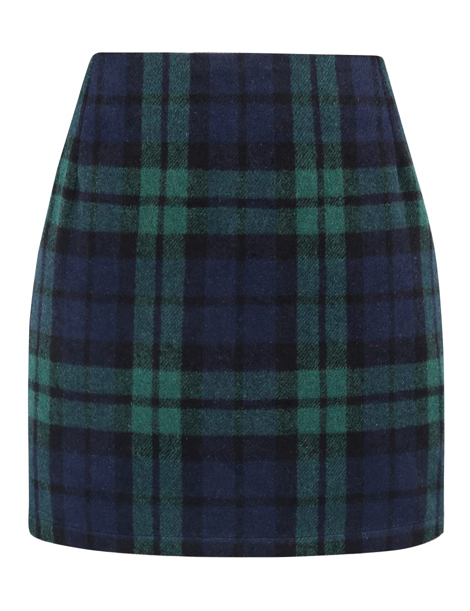 IDEALSANXUN Womens High Waist Plaid Skirt Bodycon Pencil Wool Mini Skirts