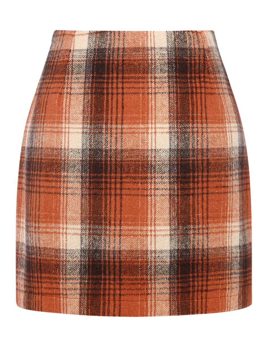 IDEALSANXUN Womens High Waist Plaid Skirt Bodycon Pencil Wool Mini Skirts