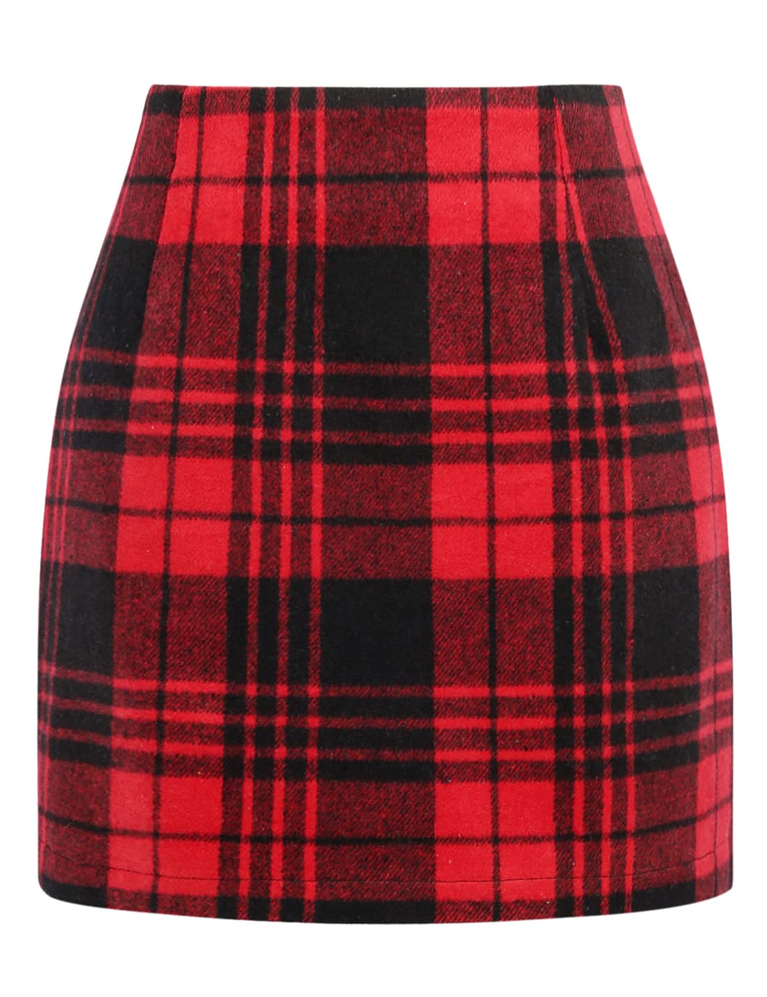 IDEALSANXUN Womens High Waist Plaid Skirt Bodycon Pencil Wool Mini Skirts