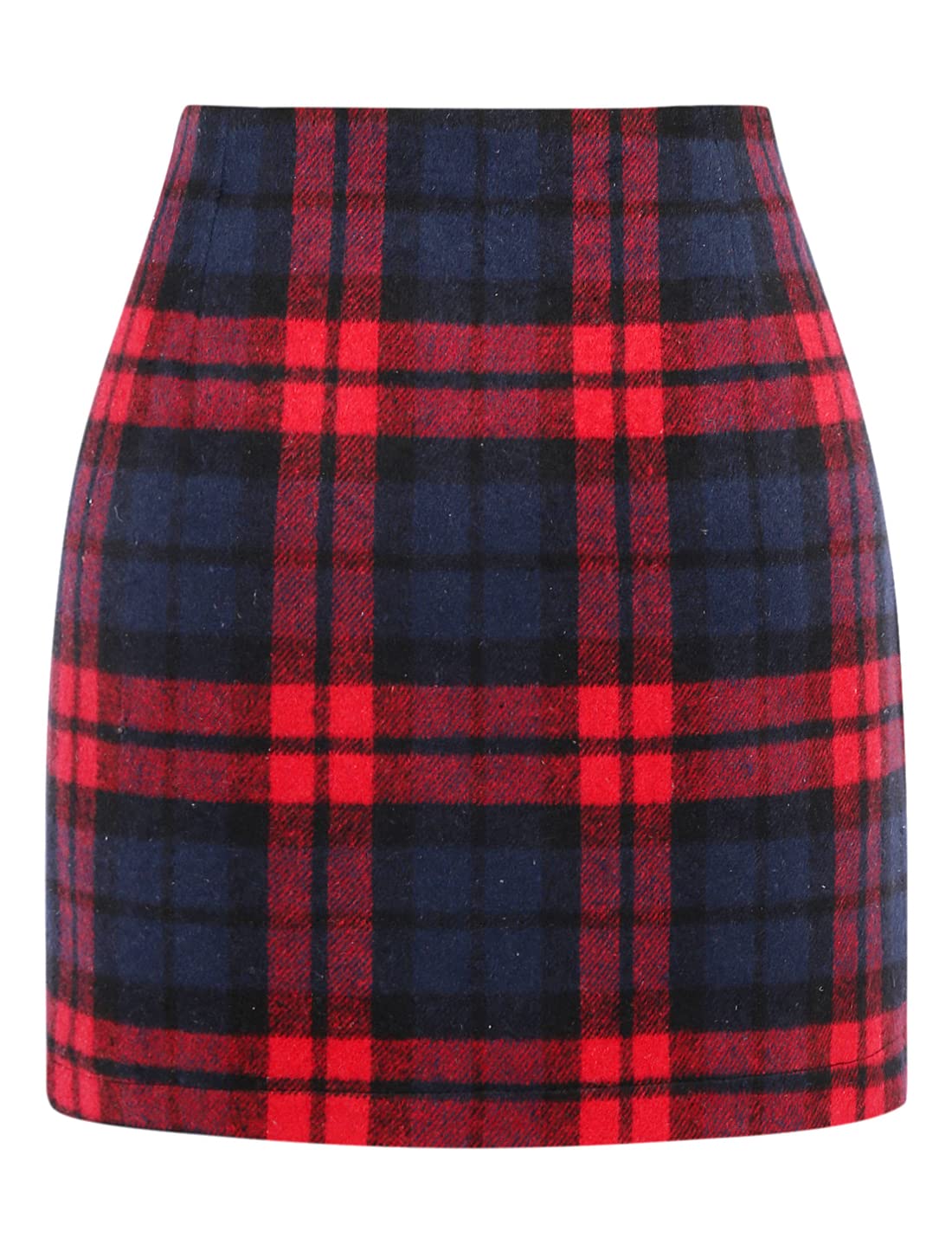 IDEALSANXUN Womens High Waist Plaid Skirt Bodycon Pencil Wool Mini Skirts