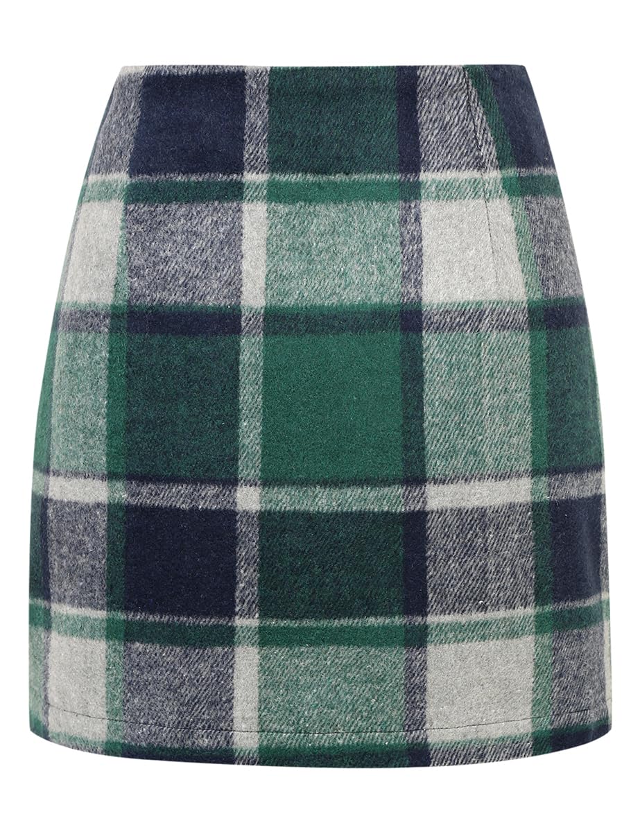 IDEALSANXUN Womens High Waist Plaid Skirt Bodycon Pencil Wool Mini Skirts