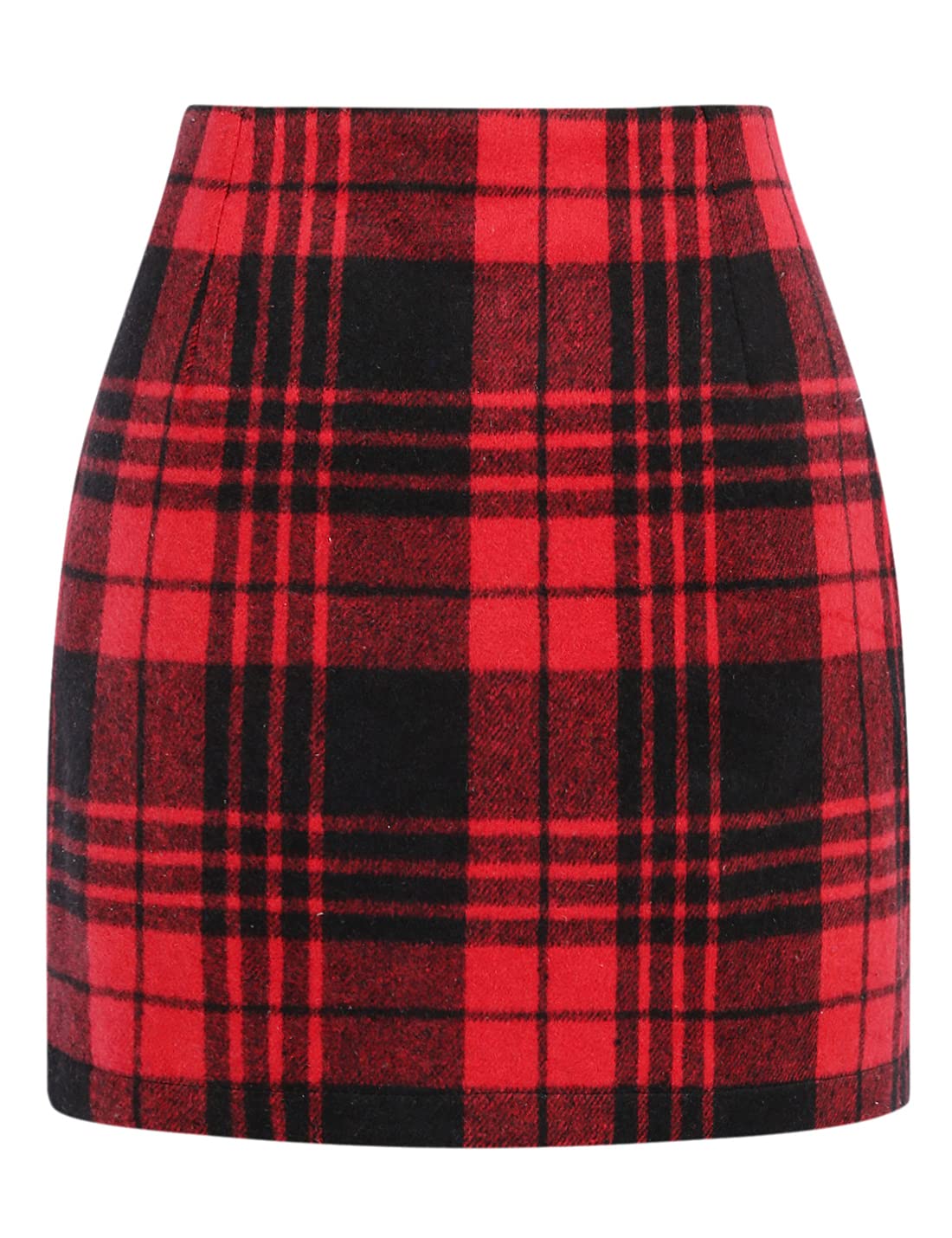 IDEALSANXUN Womens High Waist Plaid Skirt Bodycon Pencil Wool Mini Skirts