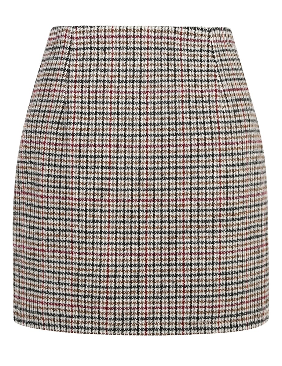 IDEALSANXUN Womens High Waist Plaid Skirt Bodycon Pencil Wool Mini Skirts