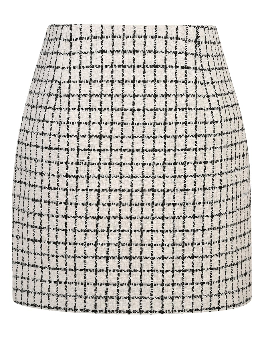 IDEALSANXUN Womens High Waist Plaid Skirt Bodycon Pencil Wool Mini Skirts