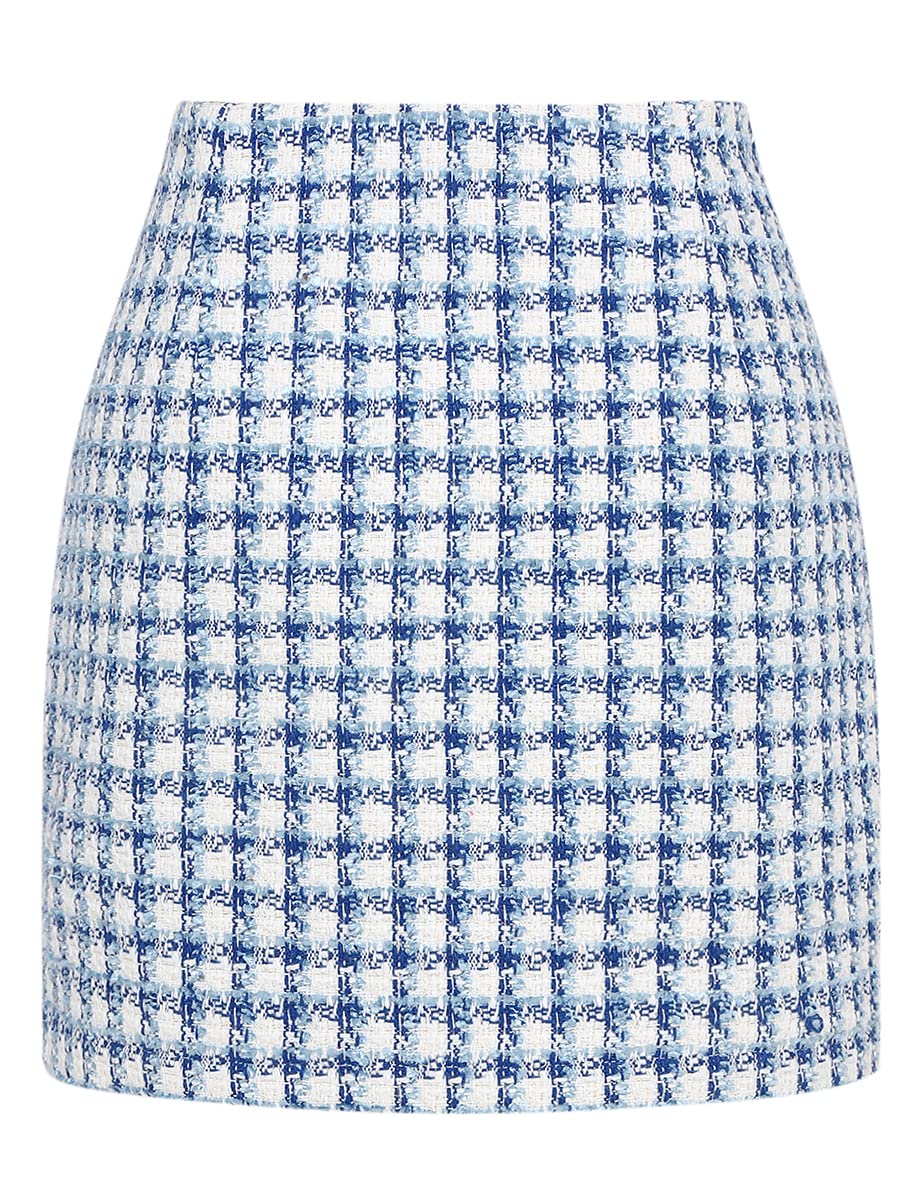 IDEALSANXUN Womens High Waist Plaid Skirt Bodycon Pencil Wool Mini Skirts