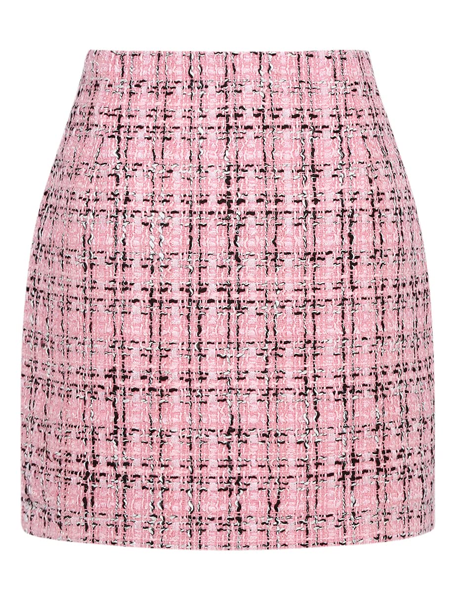 IDEALSANXUN Womens High Waist Plaid Skirt Bodycon Pencil Wool Mini Skirts