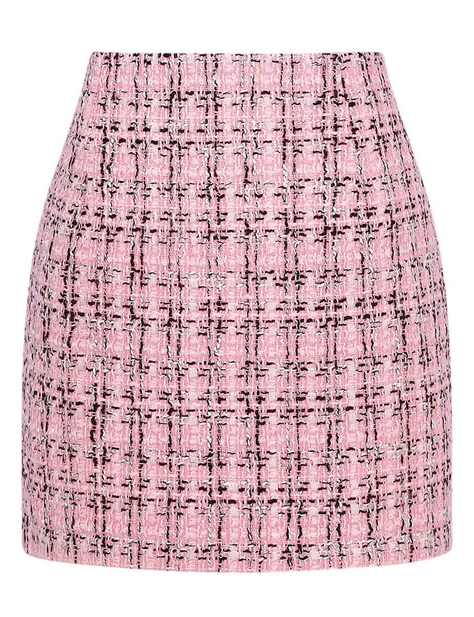 IDEALSANXUN Womens High Waist Plaid Skirt Bodycon Pencil Wool Mini Skirts