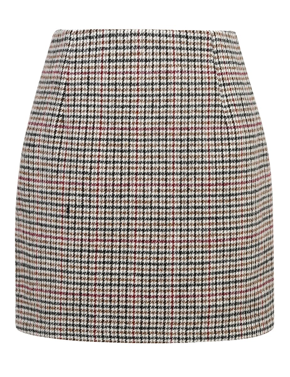 IDEALSANXUN Womens High Waist Plaid Skirt Bodycon Pencil Wool Mini Skirts