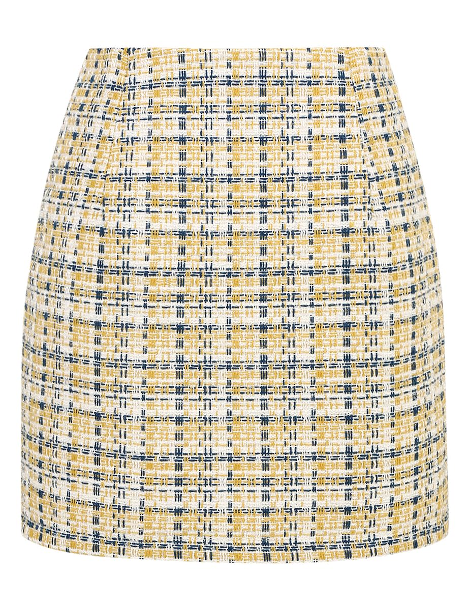 IDEALSANXUN Womens High Waist Plaid Skirt Bodycon Pencil Wool Mini Skirts